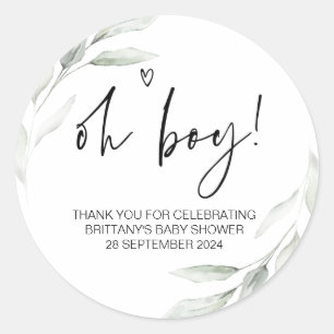 Sticker Rond Baby shower Oh Mon Garçon Maman Pour Être Fête Fav