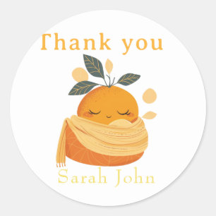 Sticker Rond baby shower orange
