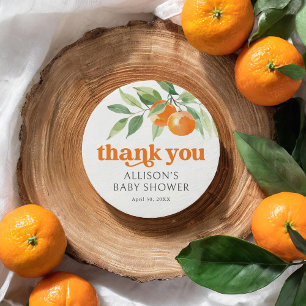 Sticker Rond Baby shower orange de Little Cutie