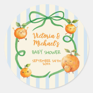 Sticker Rond Baby shower orange de Little Cutie