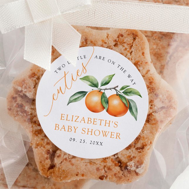 Sticker Rond Baby shower Orange Twins (Créateur téléchargé)