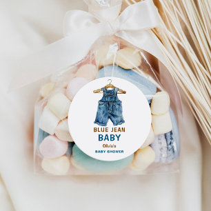 Sticker Rond Baby shower Ouest Blue Jean Boy