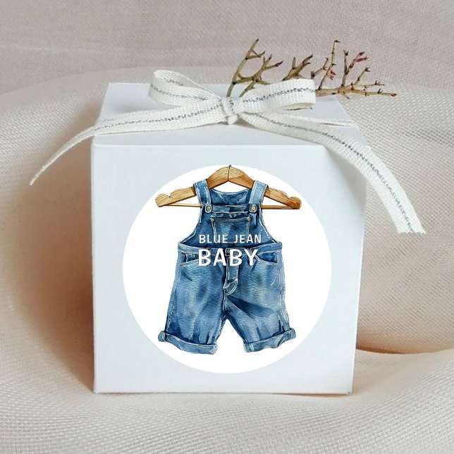 Sticker Rond Baby shower Ouest Blue Jean Boy (Créateur téléchargé)