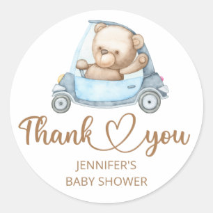 Sticker Rond Baby shower ours bébé en peluche