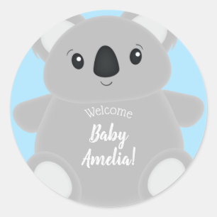 Sticker Rond Baby shower Ours de Koala