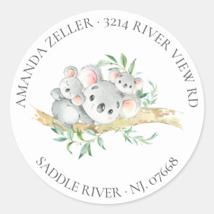Sticker Rond Baby shower Ours de Koala Twin Cute Retour