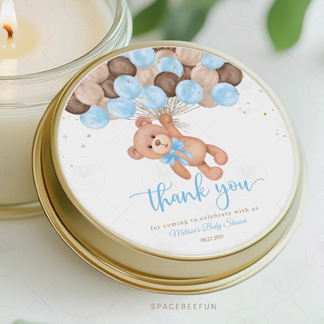 Sticker Rond Baby shower Ourson en peluche On n'en peut plus d' (Teddy Bear Baby Shower Sticker, We Can Barely Wait Thank You, Baby Shower Thank You Sticker, Teddy B)