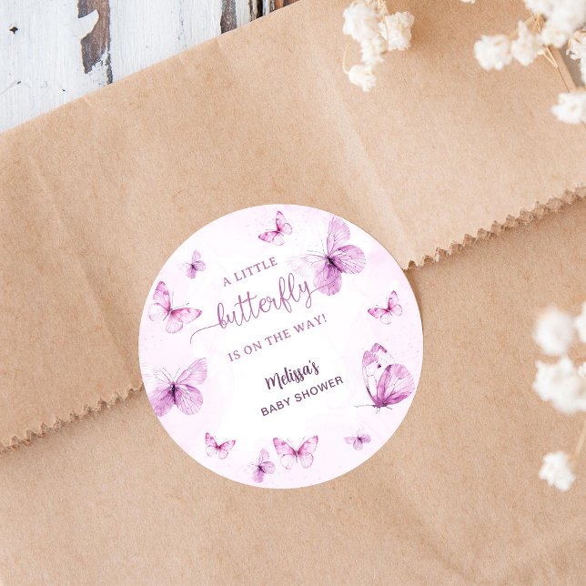 Sticker Rond Baby Shower Papillon (Créateur téléchargé)