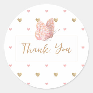 Sticker Rond Baby shower papillon Merci