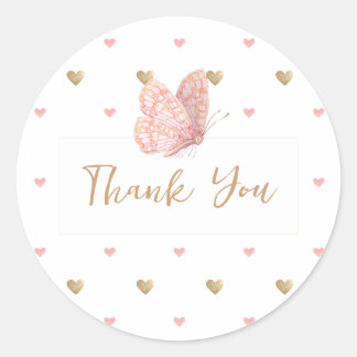 Sticker Rond Baby shower papillon Merci