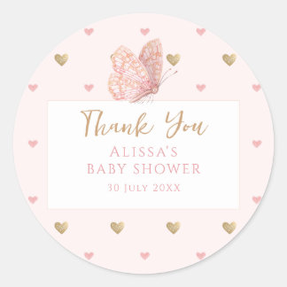Sticker Rond Baby shower papillon Merci