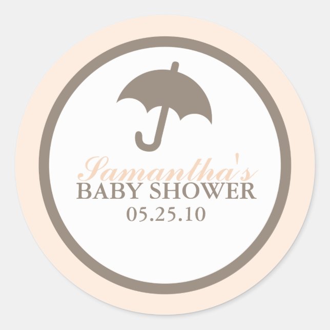 Sticker Rond Baby shower parapluie (Devant)