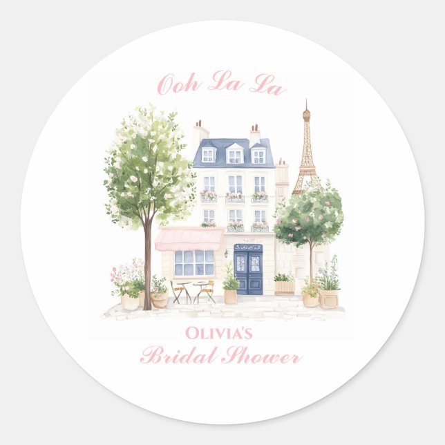 Sticker Rond Baby Shower Parisien Café Paris (Devant)