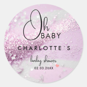 Sticker Rond Baby shower parties scintillant