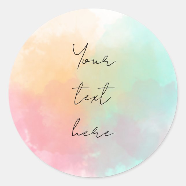 Sticker Rond Baby Shower Pastel Aquarelle, Anniversaire (Devant)