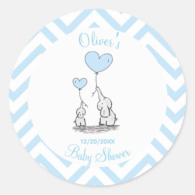 Sticker Rond Baby shower Pastel Baby Elephant avec Coeur Person (Devant)