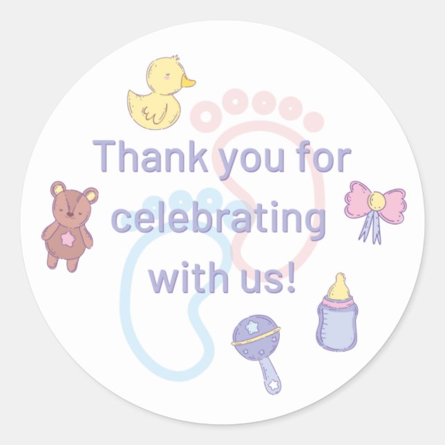 Sticker Rond Baby shower Pastel neutre pour les femmes Merci (Devant)