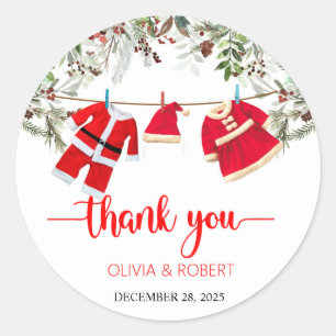 Sticker Rond Baby shower père Noël, Baby shower de Noël