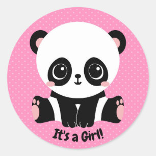 Sticker Rond Baby shower personnalisable Panda C'est un Autocol