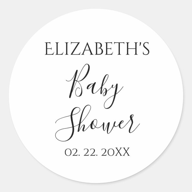 Sticker Rond Baby Shower Personnalisé Daté (Devant)