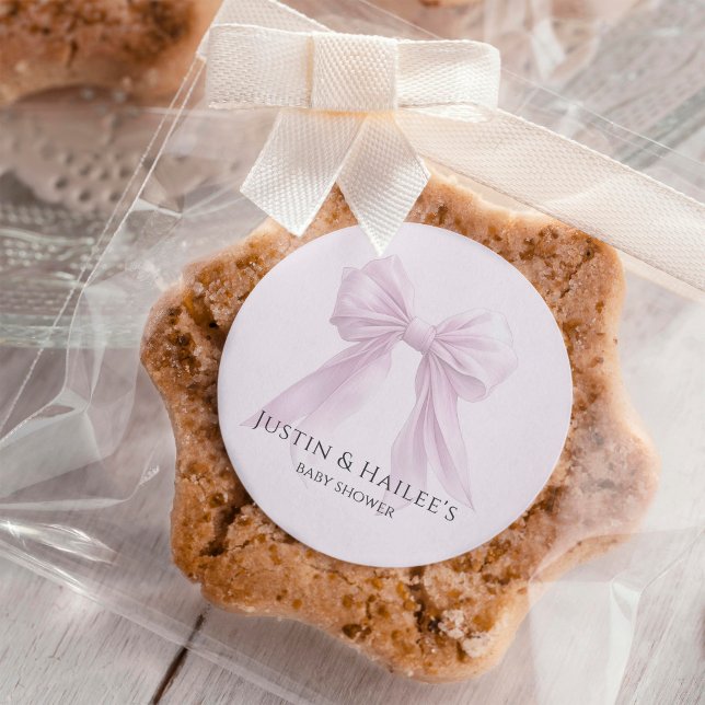 Sticker Rond Baby Shower Personnalisé Fille Arc-en-Ciel Rose Pâ (Créateur téléchargé)