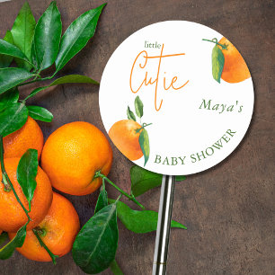 Sticker Rond Baby shower personnalisé Little Cutie