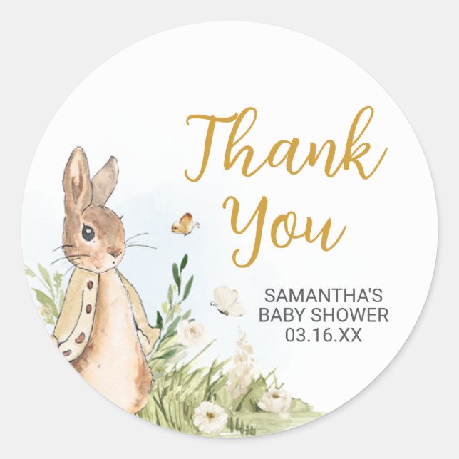 Sticker Rond Baby shower Peter Rabbit (Devant)