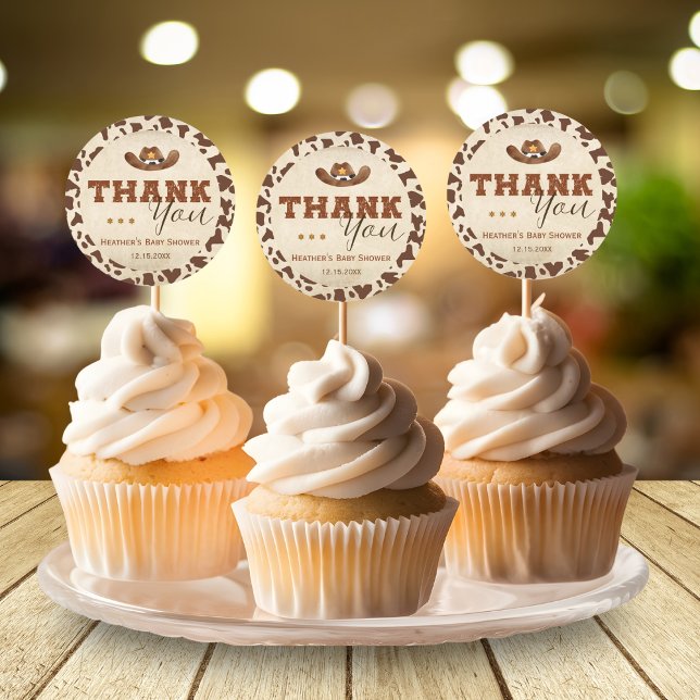 Sticker Rond Baby Shower Petit Cow-boy Occidental (Créateur téléchargé)