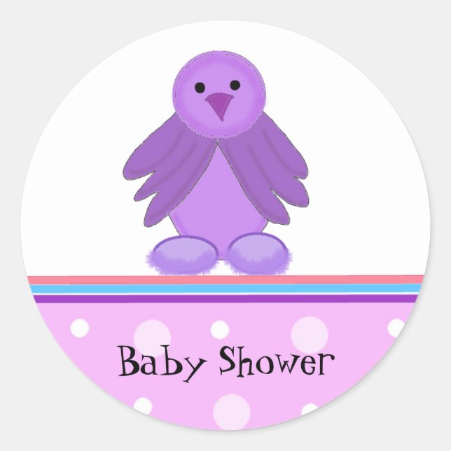 Sticker Rond Baby Shower Petit Oiseau (Devant)