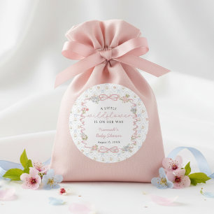 Sticker Rond Baby Shower Petite Fleur Sauvage