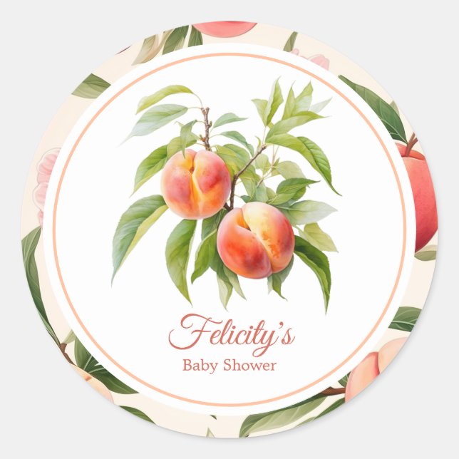 Sticker Rond Baby Shower Petite Pêche (Devant)