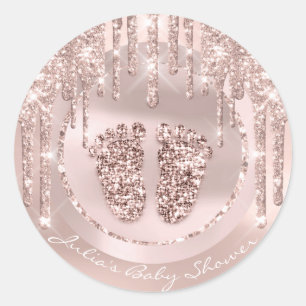 Sticker Rond Baby shower Pieds rose Nom Drivers Rose Parties sc