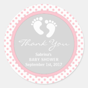 Sticker Rond Baby shower Pointe Rose Cute/Fille Sprinkle
