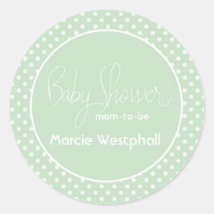 Sticker Rond Baby shower Pois vert maman