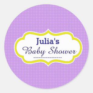 Sticker Rond Baby shower Polkadot Cute Personnalisé Favoriser 