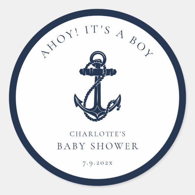 Sticker Rond Baby shower pour Ancres nautiques (Devant)