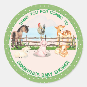 Sticker Rond Baby shower pour animaux de ferme