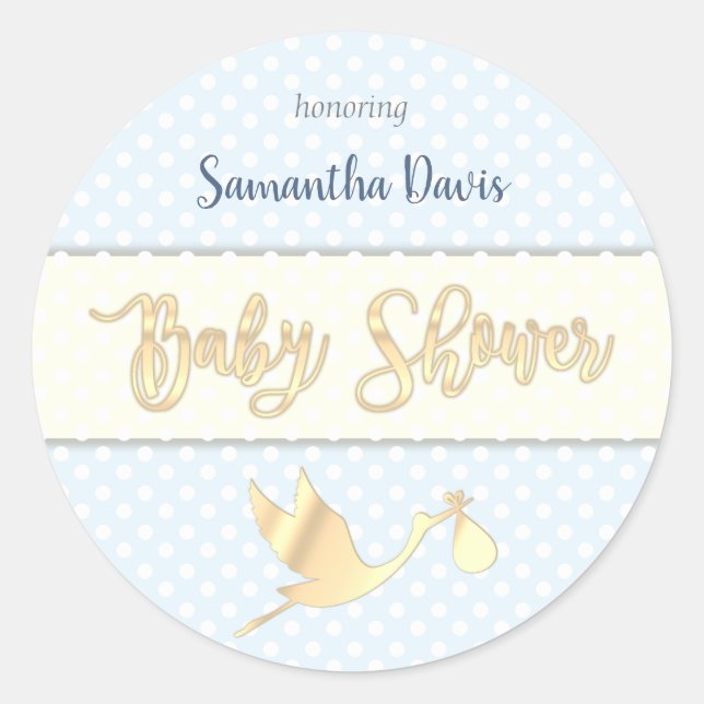 Sticker Rond Baby shower pour bébé en Bouche d'or (Devant)