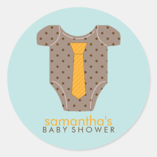 Sticker Rond Baby shower pour garçon en tenue de cravate