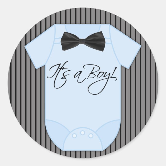 Sticker Rond Baby-Shower pour Petit Garçon (Devant)