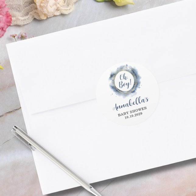 Sticker Rond Baby shower pour petit garçon bleu (Créateur téléchargé)