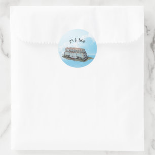 Sticker Rond Baby shower pour un garçon, fourgonnette