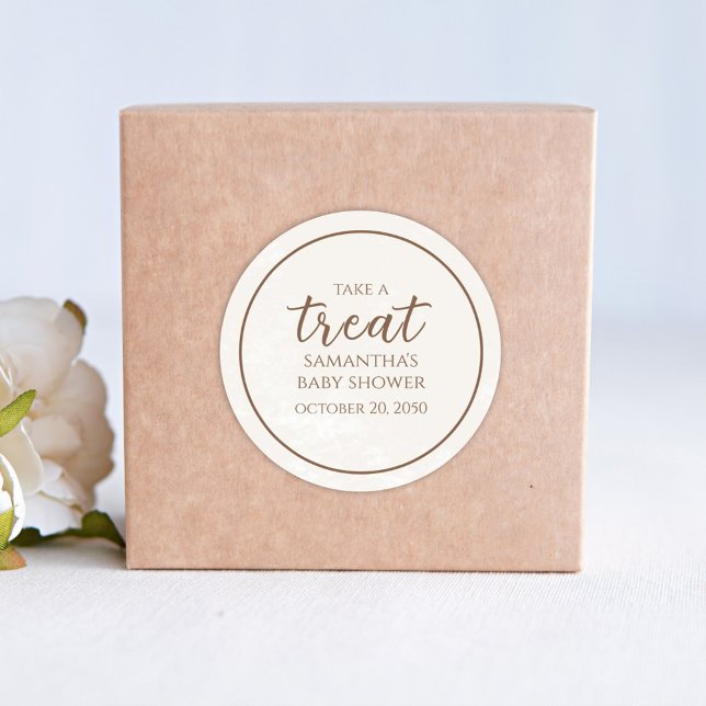 Sticker Rond Baby shower Prendre Une Treat Party Favoriser (Créateur téléchargé)
