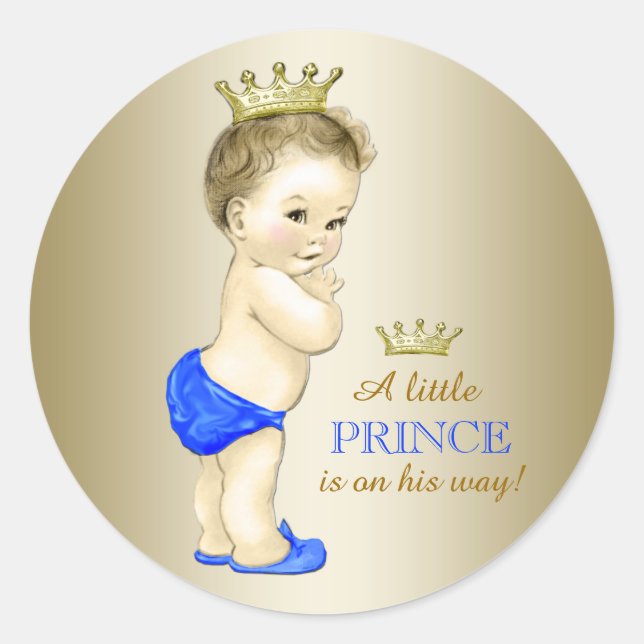 Sticker Rond Baby-Shower Prince (Devant)