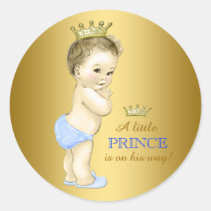 Sticker Rond Baby Shower Prince Baby Blue