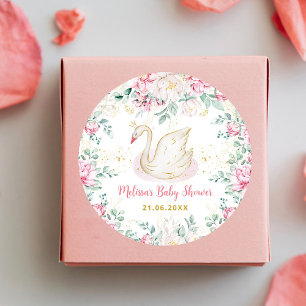 Sticker Rond Baby shower Princess Swan