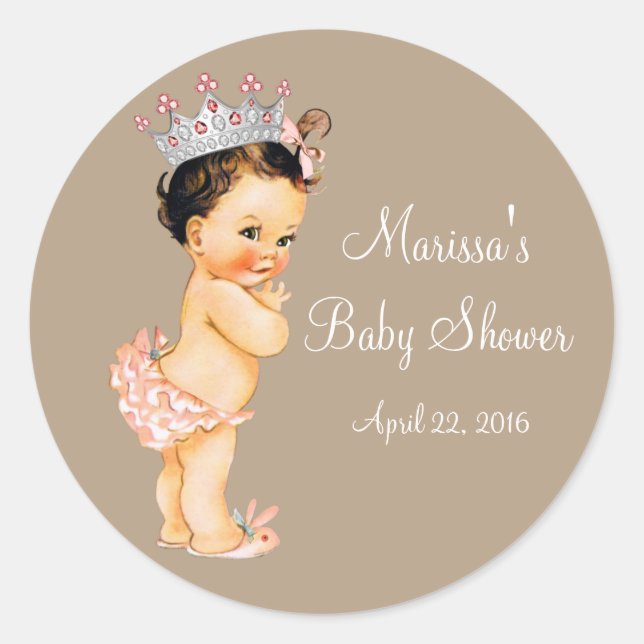 Sticker Rond Baby shower Princesse (Devant)