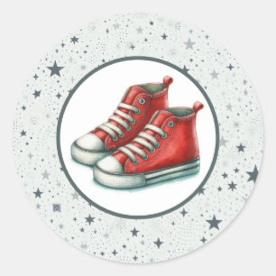 Sticker Rond Baby shower Red Baby High Tops