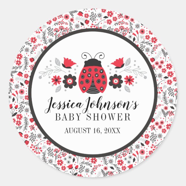 Sticker Rond Baby shower Red Ladybug (Devant)