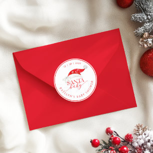 Sticker Rond Baby-Shower Red Santa
